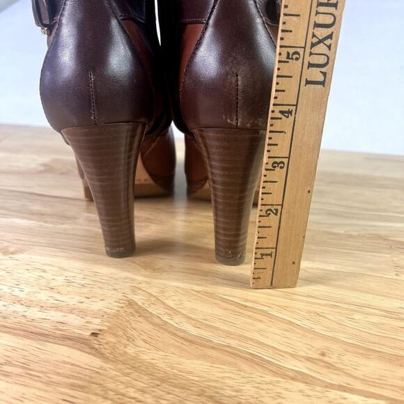 COLE HAAN Boots Womens 6B Brown Leather Zip Up Tall Poppy Riding - Picture 8 of 13